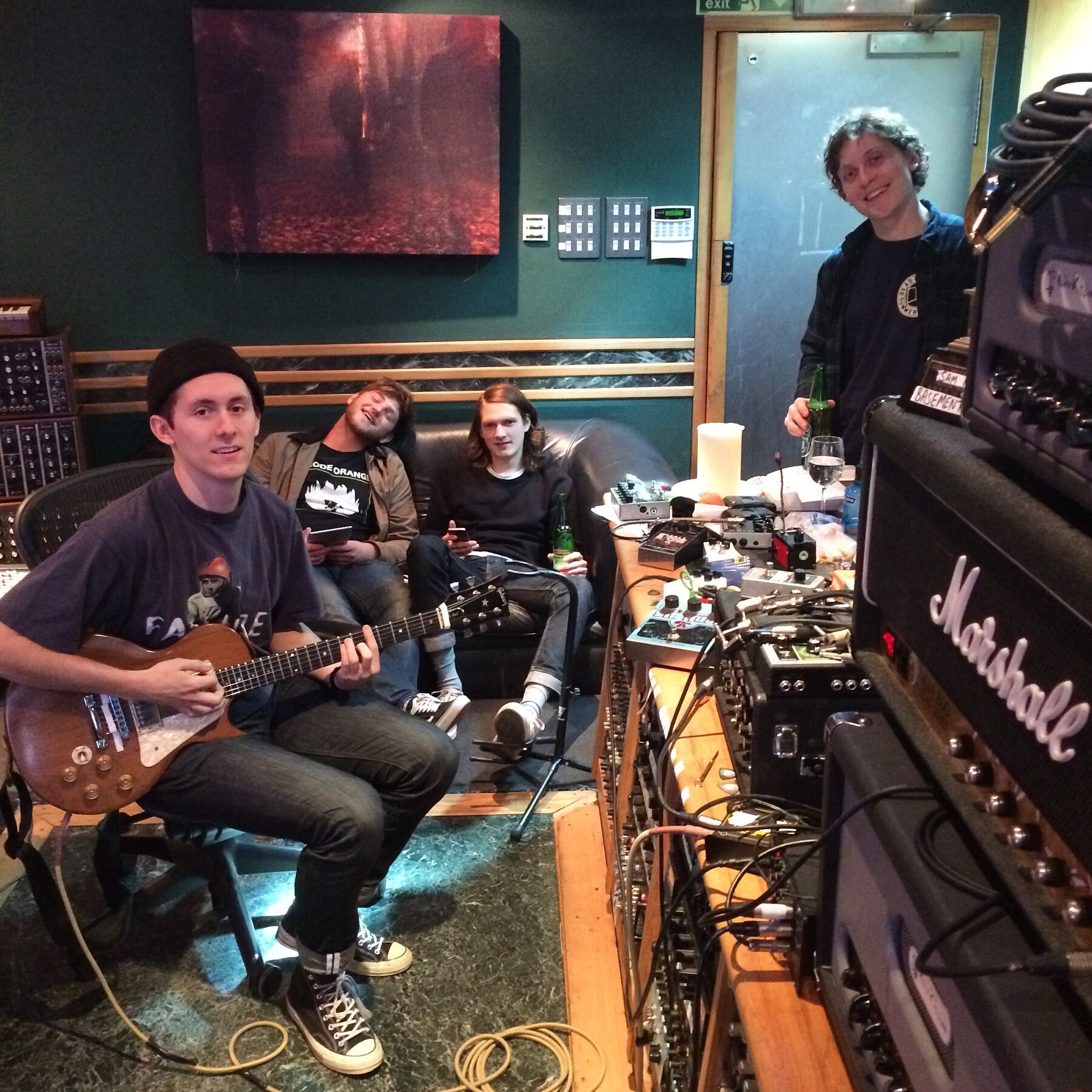 Basement between takes at the studio