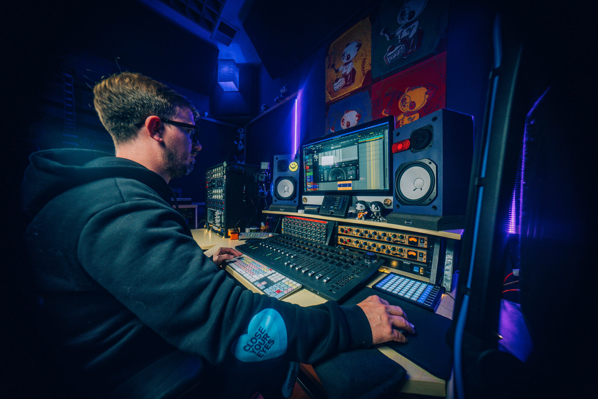 Sam Pura focused at the console
