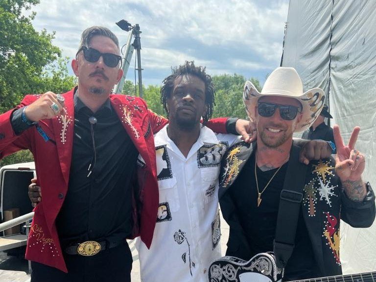 Backstage with the band at a festival show
