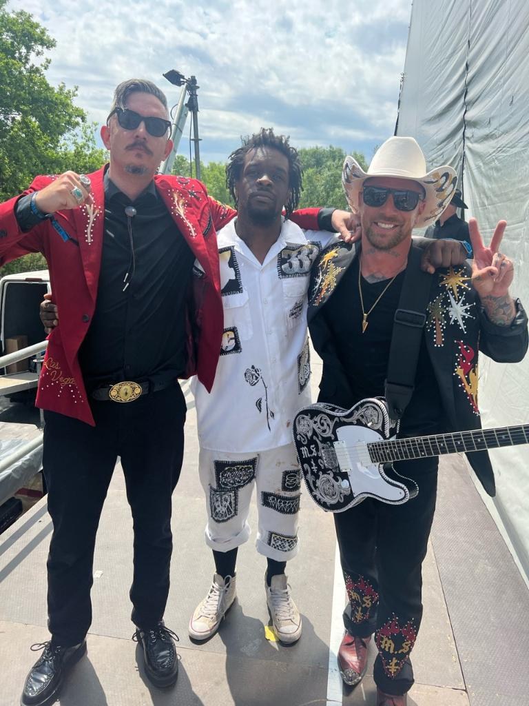 Backstage with the band at a festival show