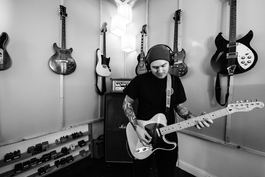 Guitar tracking session, second room